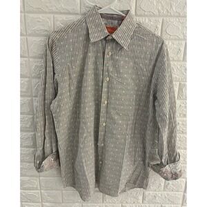 TALLIA MENS BUTTON UP FRONT SHIRT SIZE MEDIUM 15 1/2 LONG SLEEVE FLORAL CUFFS